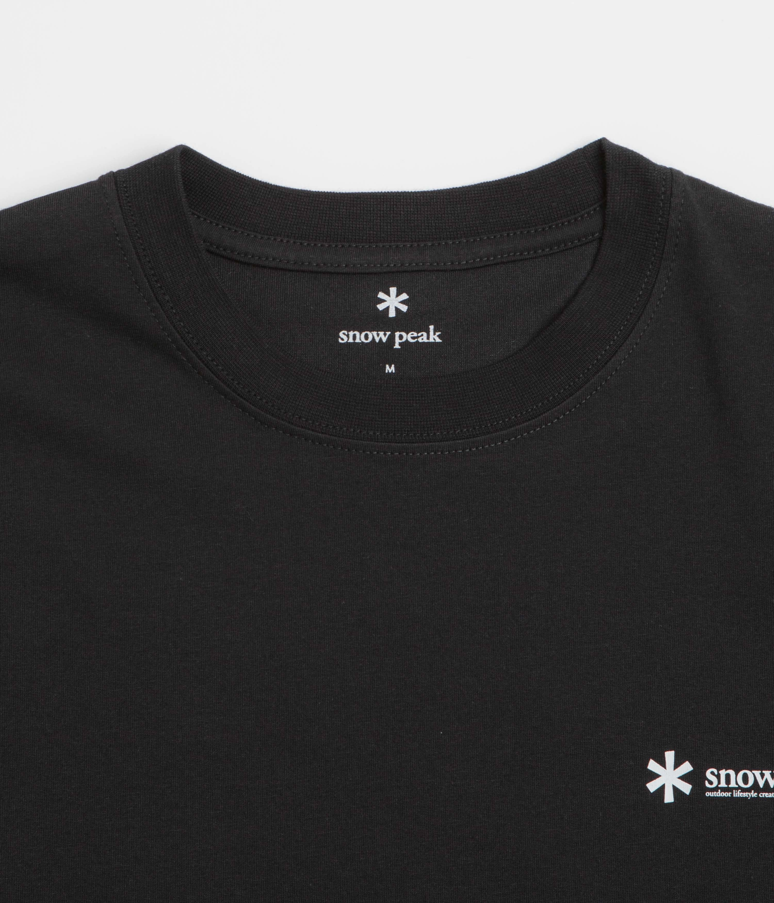 Snow Peak Chest Logo T-Shirt - Black polka-dotted dress silhouette