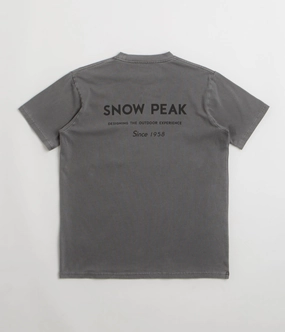 Snow Peak Garment Dyed T-Shirt - Charcoal snowboarding venue morning