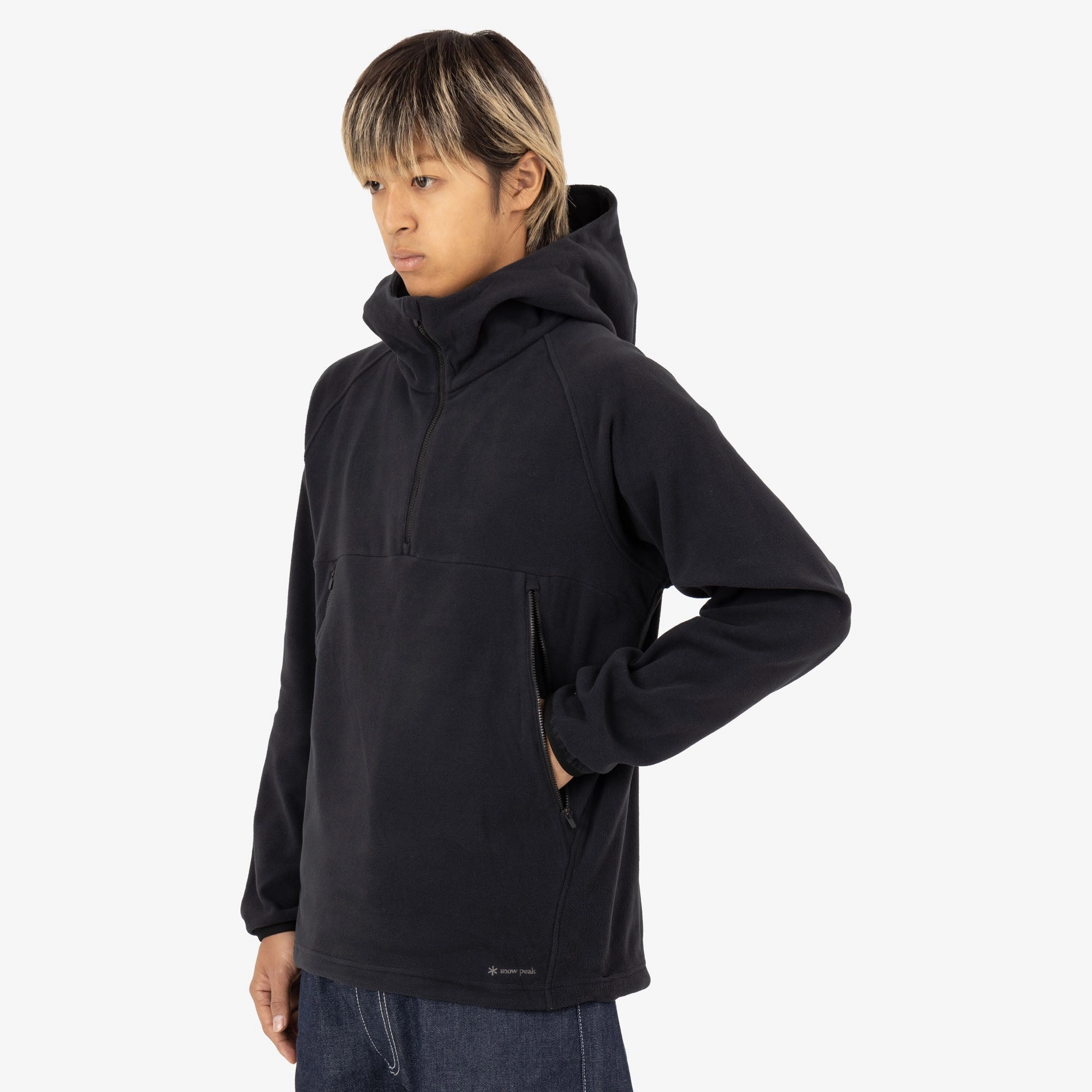 Snow Peak Micro Fleece Half Zip Hoodie / Black Unique selling points