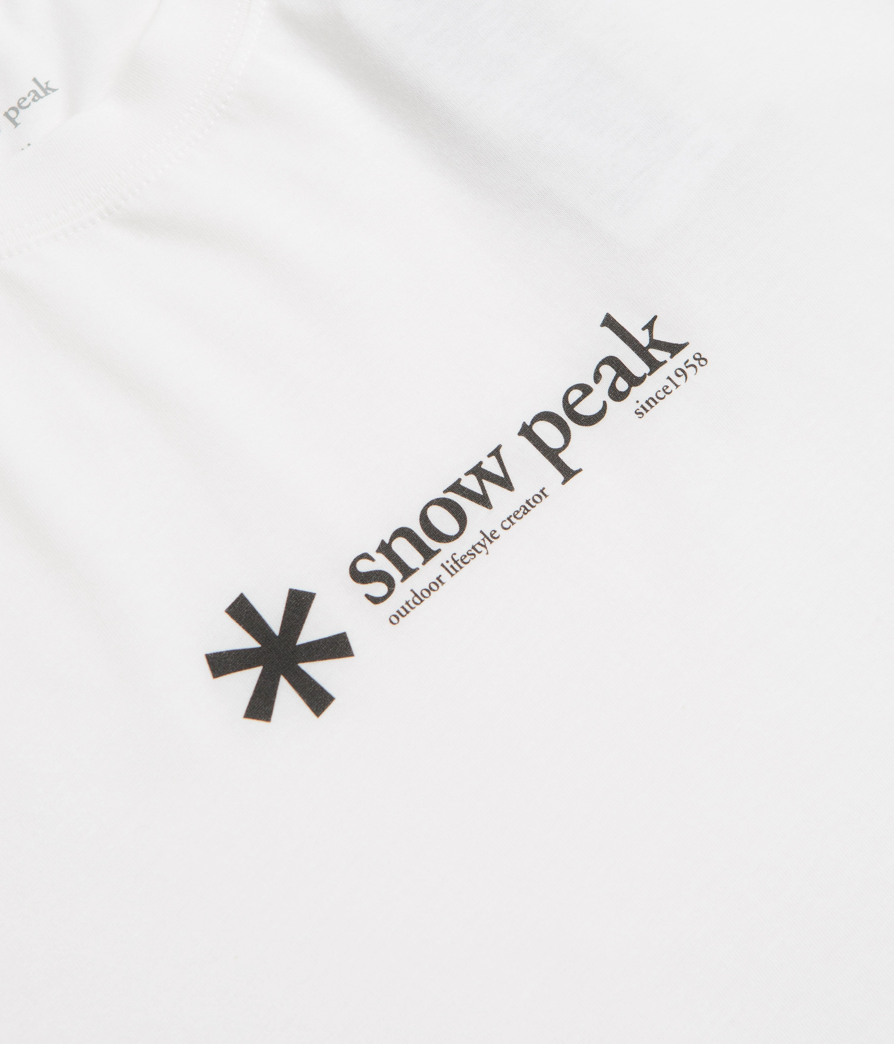 Breathable Mesh Panels ethnic hem Snow Peak Soft Cotton Logo T-Shirt - White