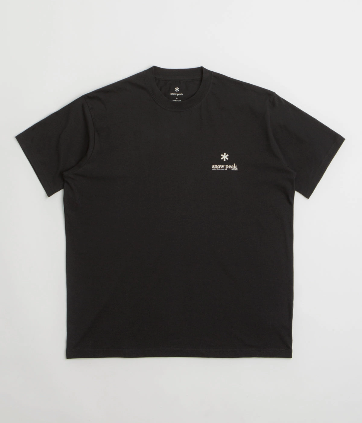 Outerwear Short Length Snow Peak Soft Cotton Relaxed Logo T-Shirt - Black