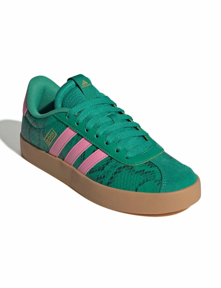 VL Court 3.0 Shoes - Court Green/Bliss Pink/Gold Metallic Mesh Upper