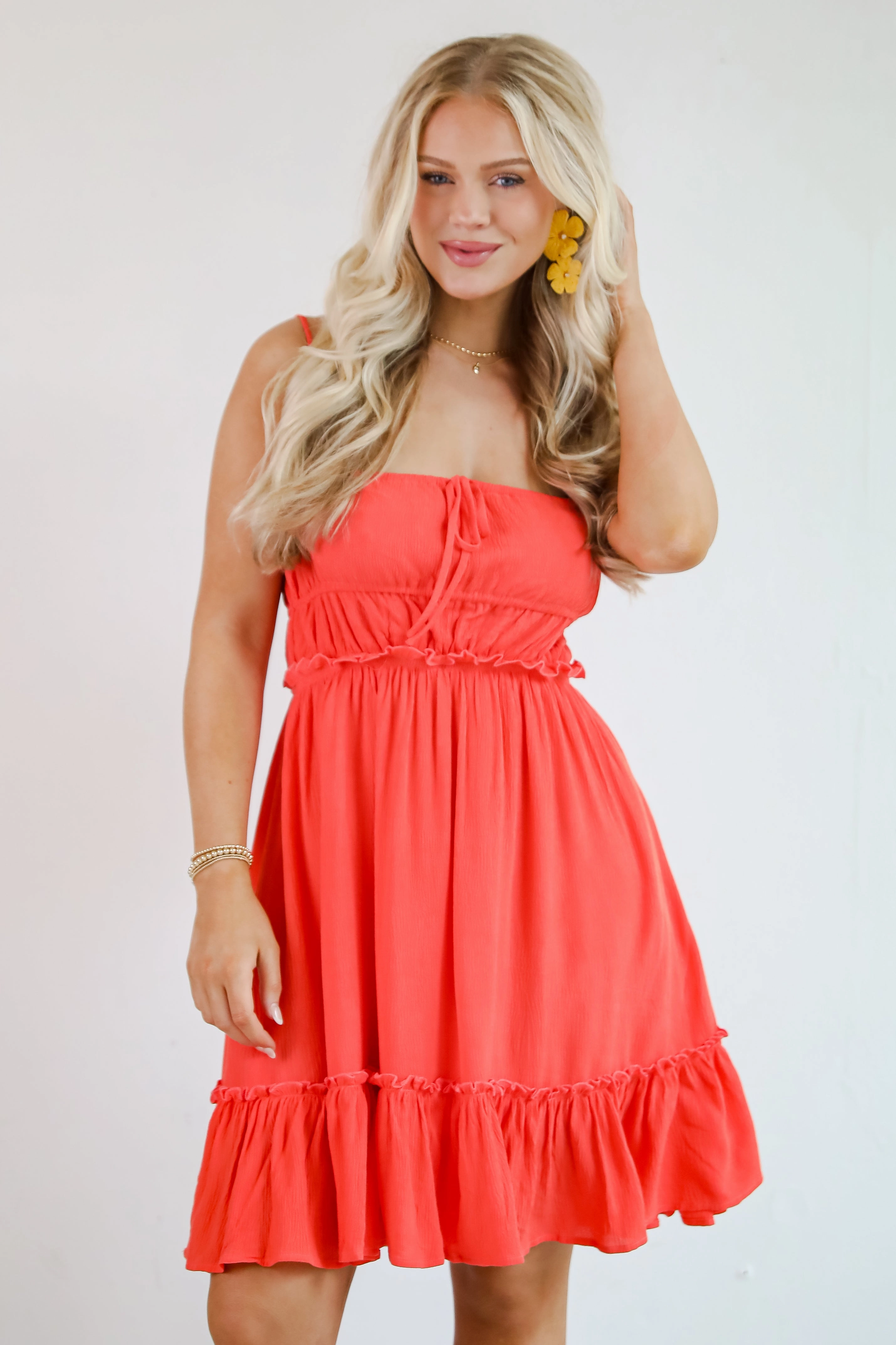 Calm Touch Stylish Vibe FINAL SALE - Watch The Sunset Coral Mini Dress