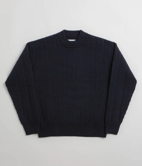 short sleeves product skiing suitability Norse Projects Storm Knit Crewneck Sweatshirt - Dark Navy
