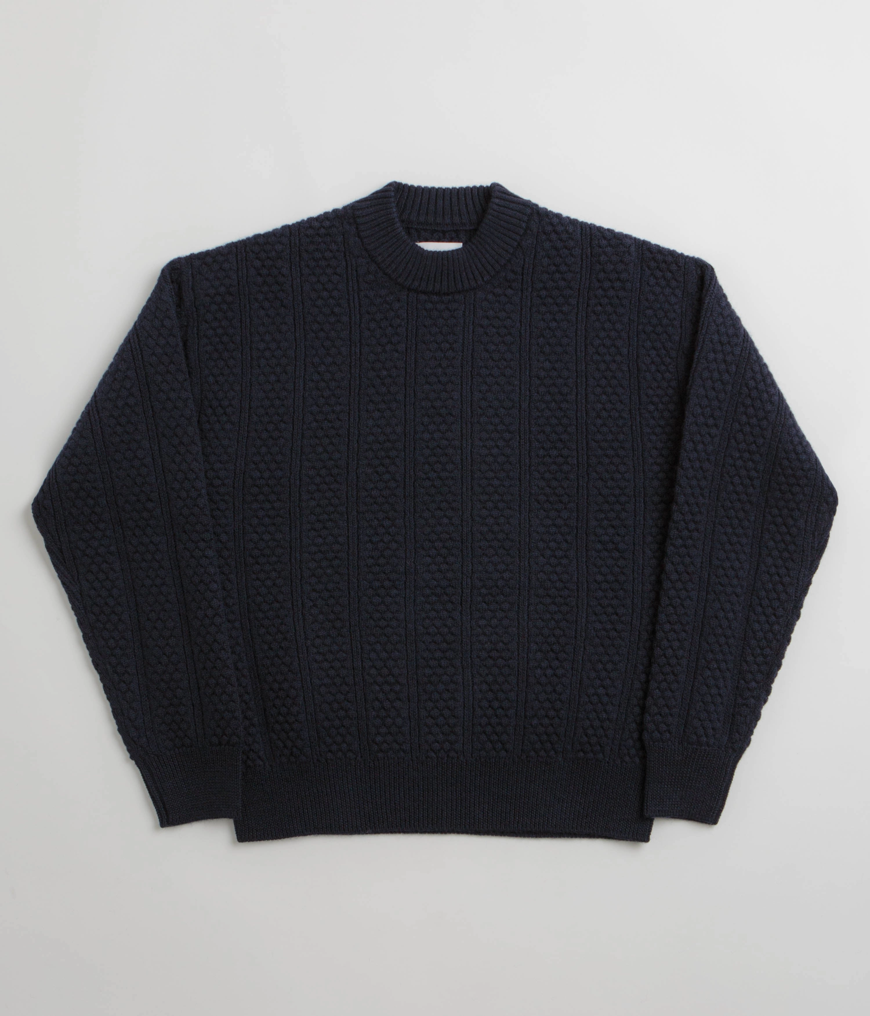 short sleeves product skiing suitability Norse Projects Storm Knit Crewneck Sweatshirt - Dark Navy