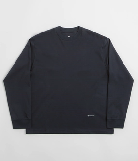 Snow Peak Organic Cotton Mercerized Long Sleeve T-Shirt - Blue Border raw hem