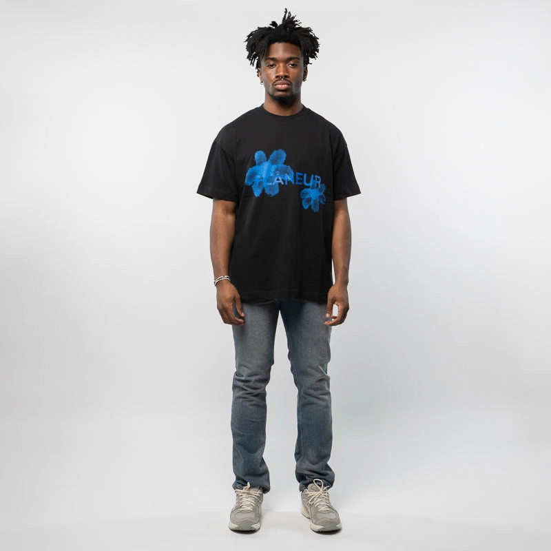 Floral Pattern Flaneur Floral Watercolor Tee - Black
