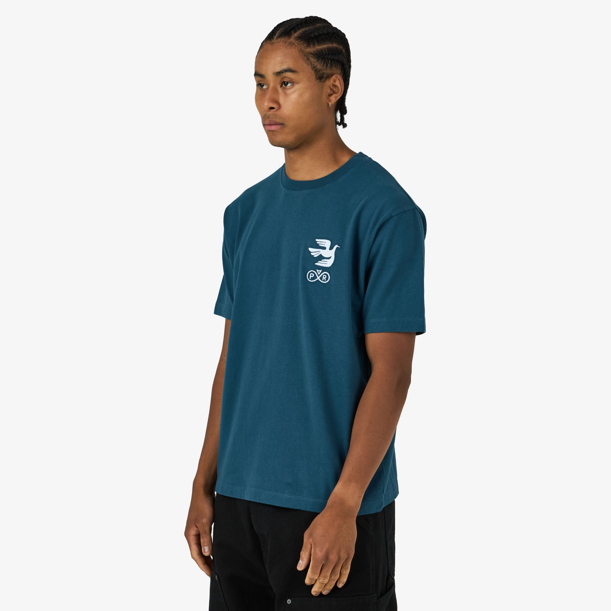 hemmed hem by Parra Infinite Bird Logo T-Shirt Blue
