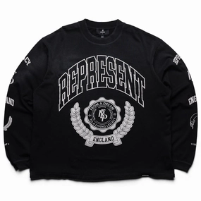 swimming venue Graphic Prints Represent Legacy Crest L/S Tee - Stained Black