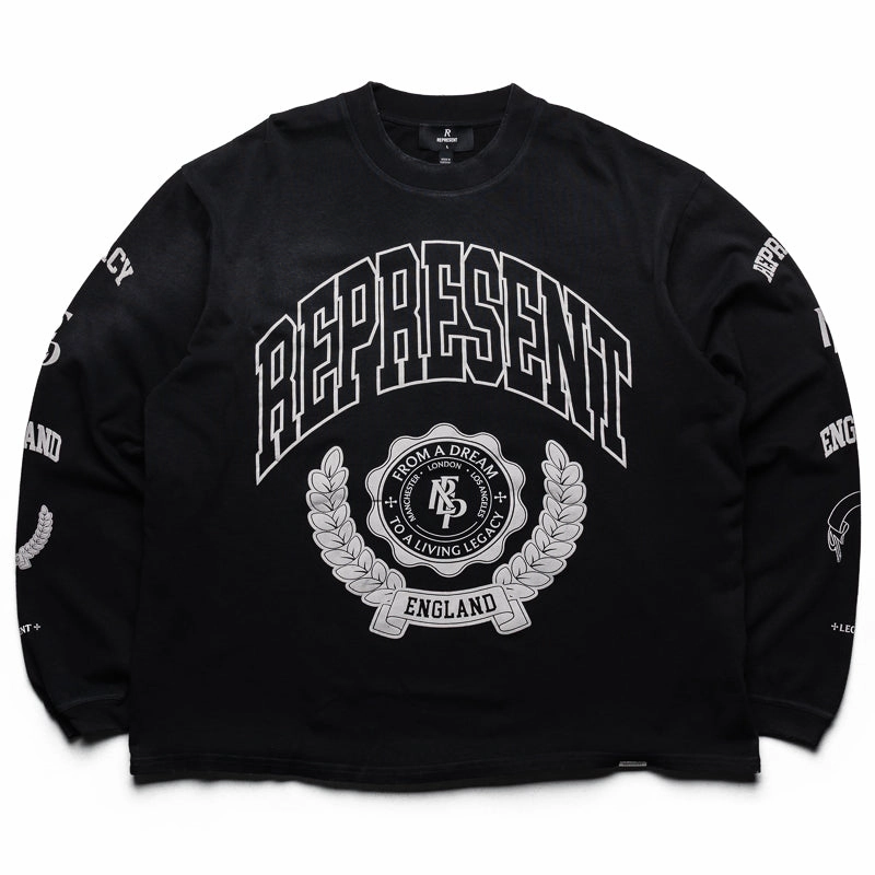 Represent Legacy Crest L/S Tee - Stained Black Airbnb vacation rental event