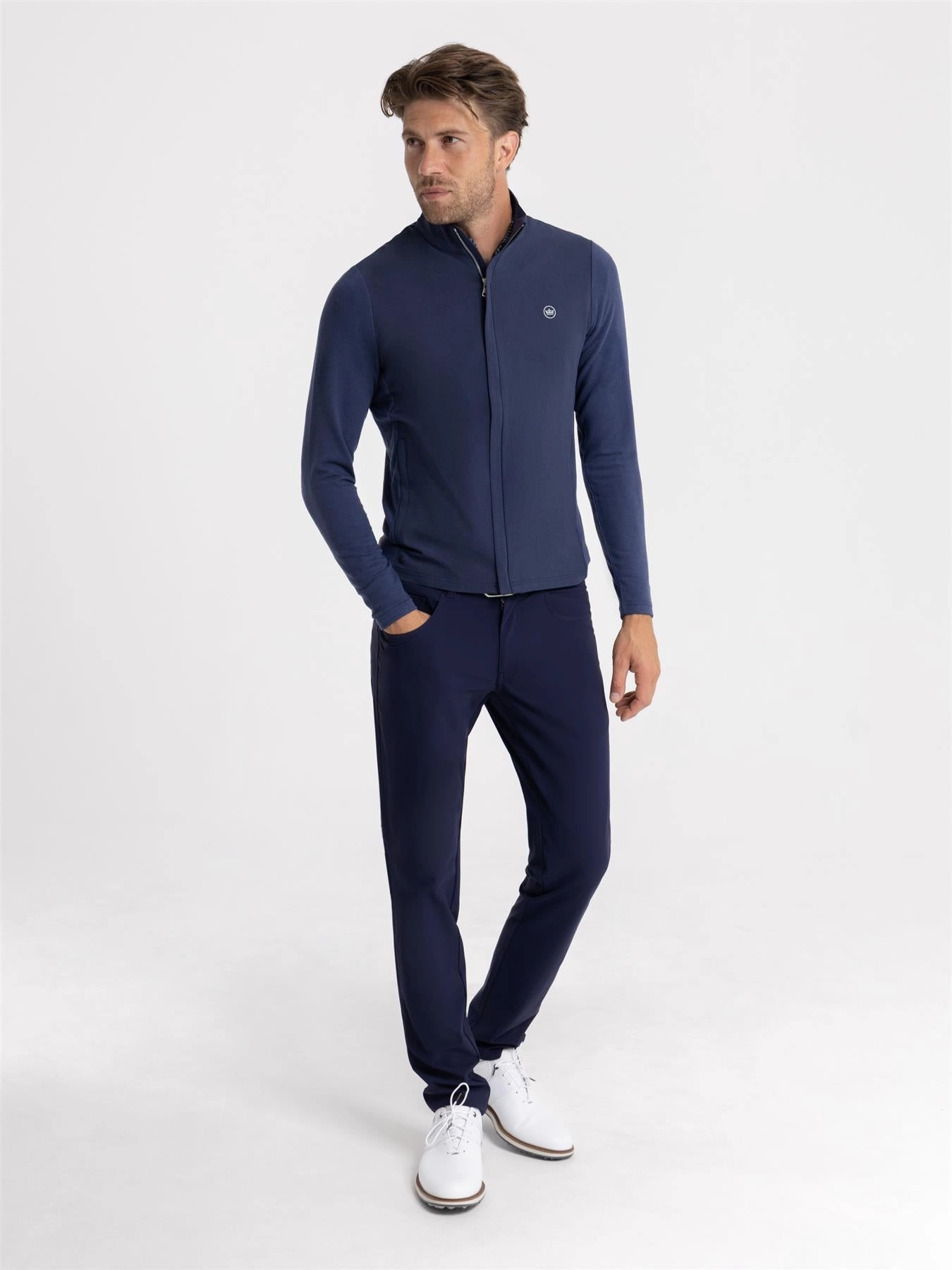 Range Non Restrictive Fit Solstice Performance Hybrid Full Zip Cardigan Navy