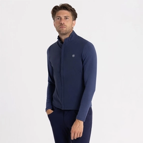 Solstice Performance Hybrid Full Zip Cardigan Navy Elastic Cuff Mechanism Performance Edge