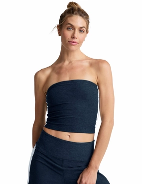 Navy Spacedye Strapless Stripe Top - Nocturnal Navy/Cloud White