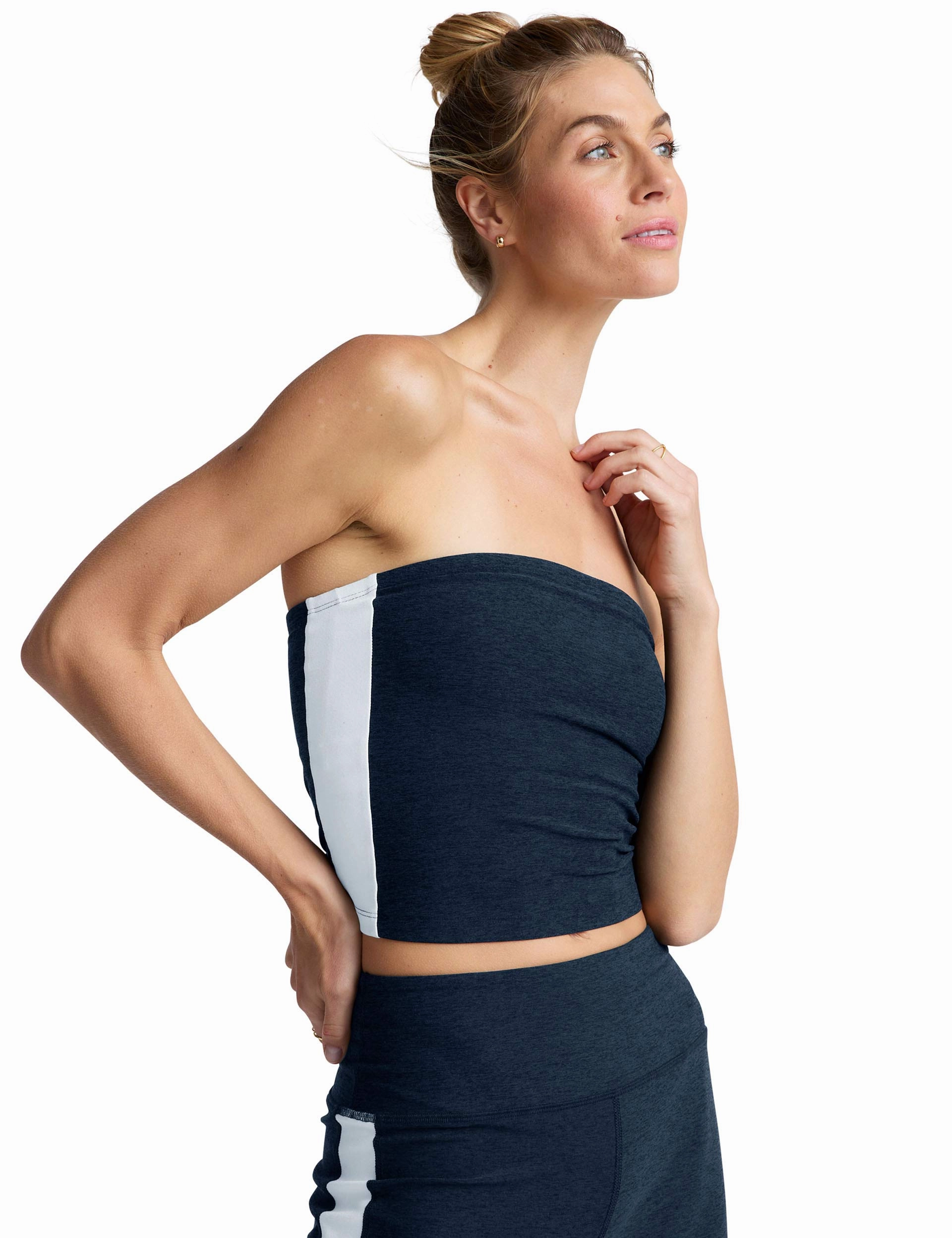 Sweat Proof Barrier Spacedye Strapless Stripe Top - Nocturnal Navy/Cloud White