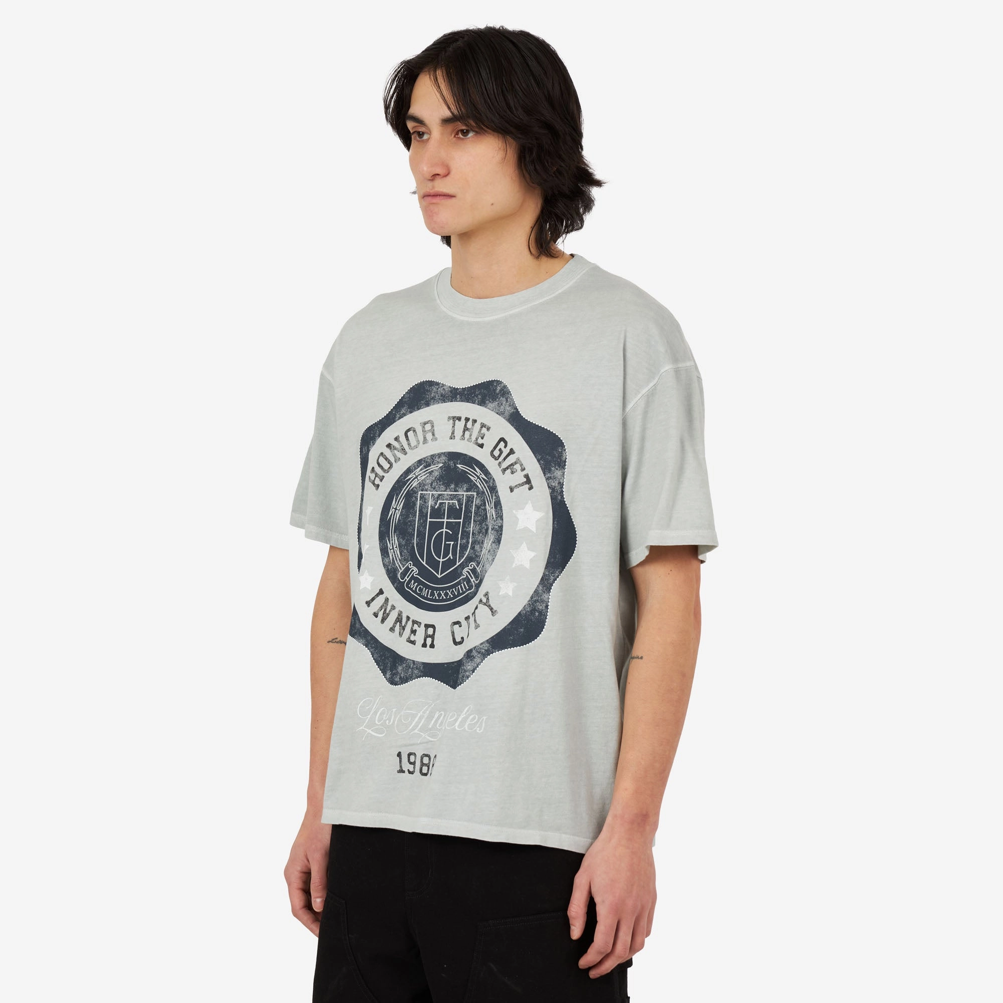 Honor The Gift HTG Seal Logo T-Shirt / Stone Modern Design squash event