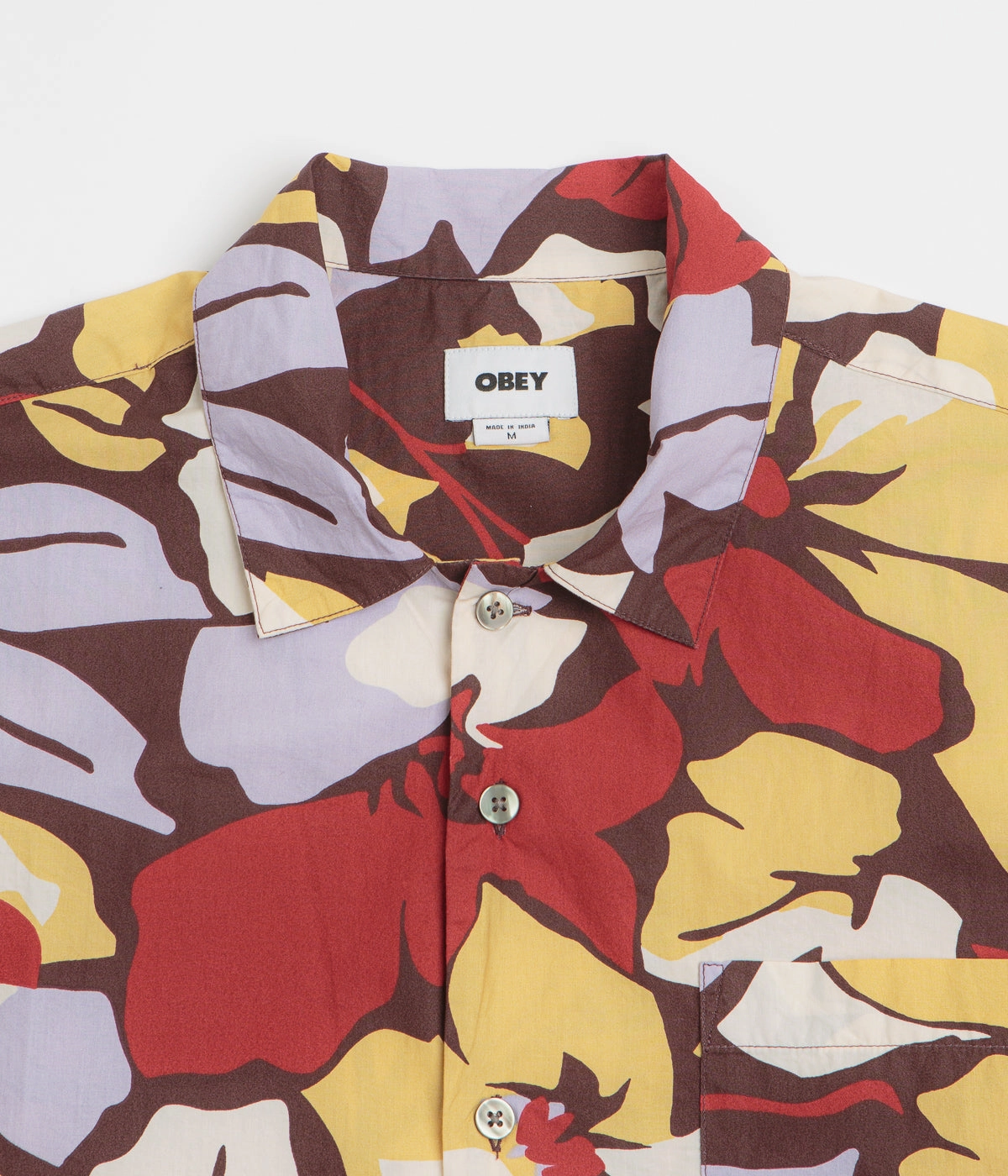 Versatile Layering Piece Ergonomic Back Panel Obey Maxwell Short Sleeve Shirt - Chocolate Multi