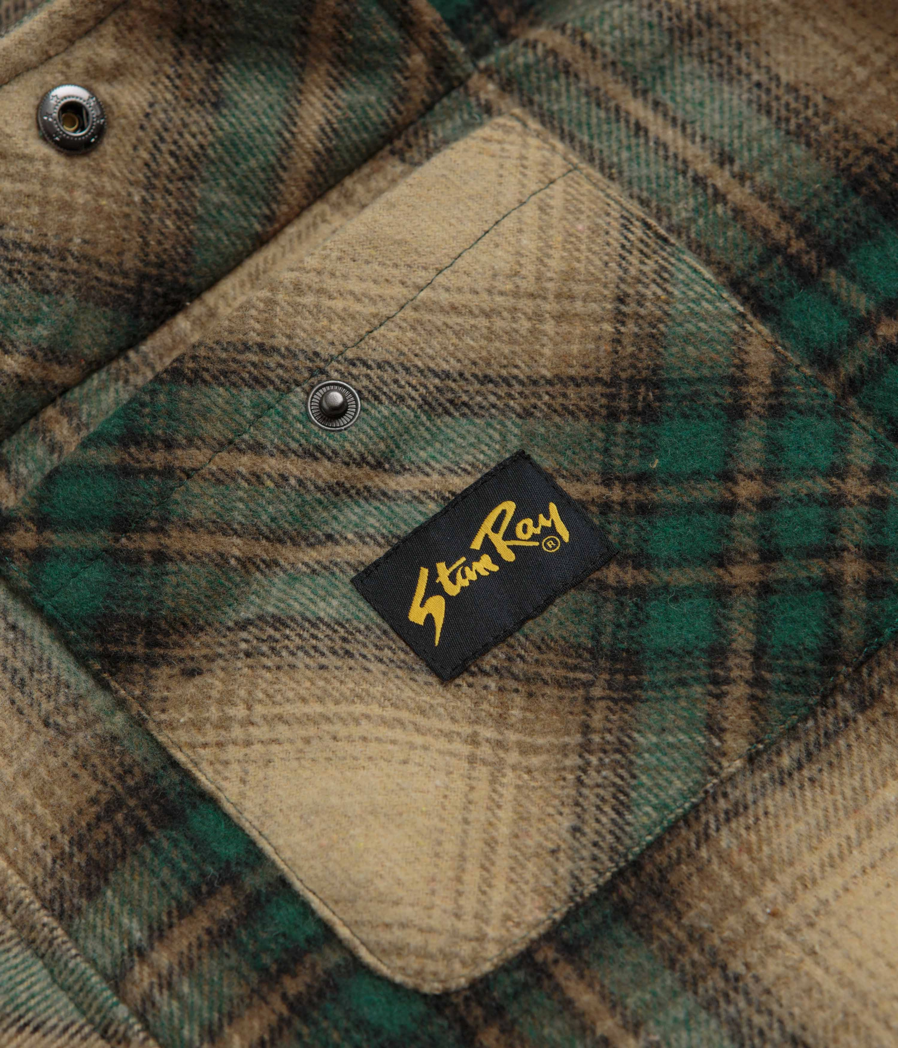 Possibility Stan Ray Quilted Plaid Overshirt - Olive Plaid