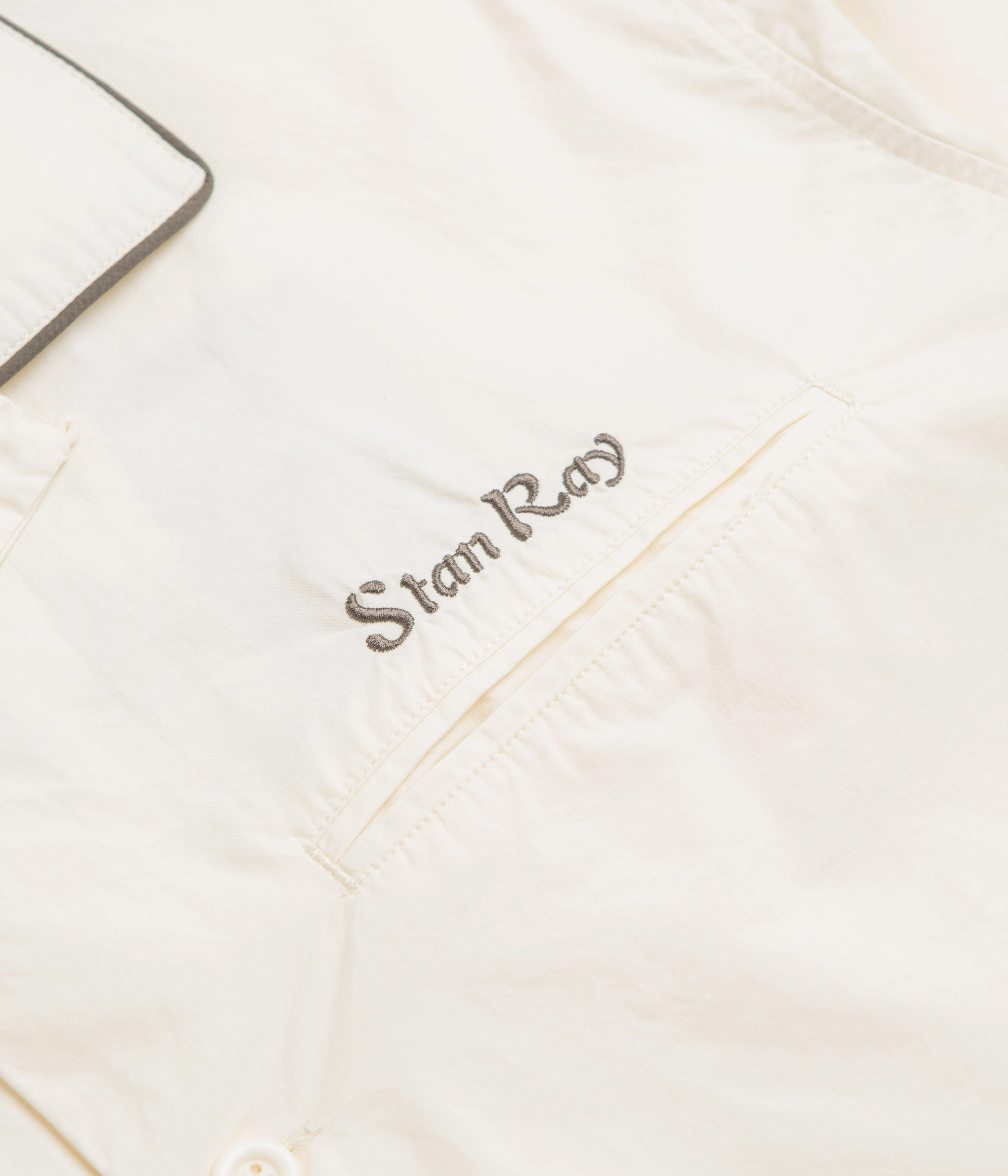 Stan Ray Short Sleeve Bowling Shirt - Natural / Matt Black Active Layer Rooftop Bar