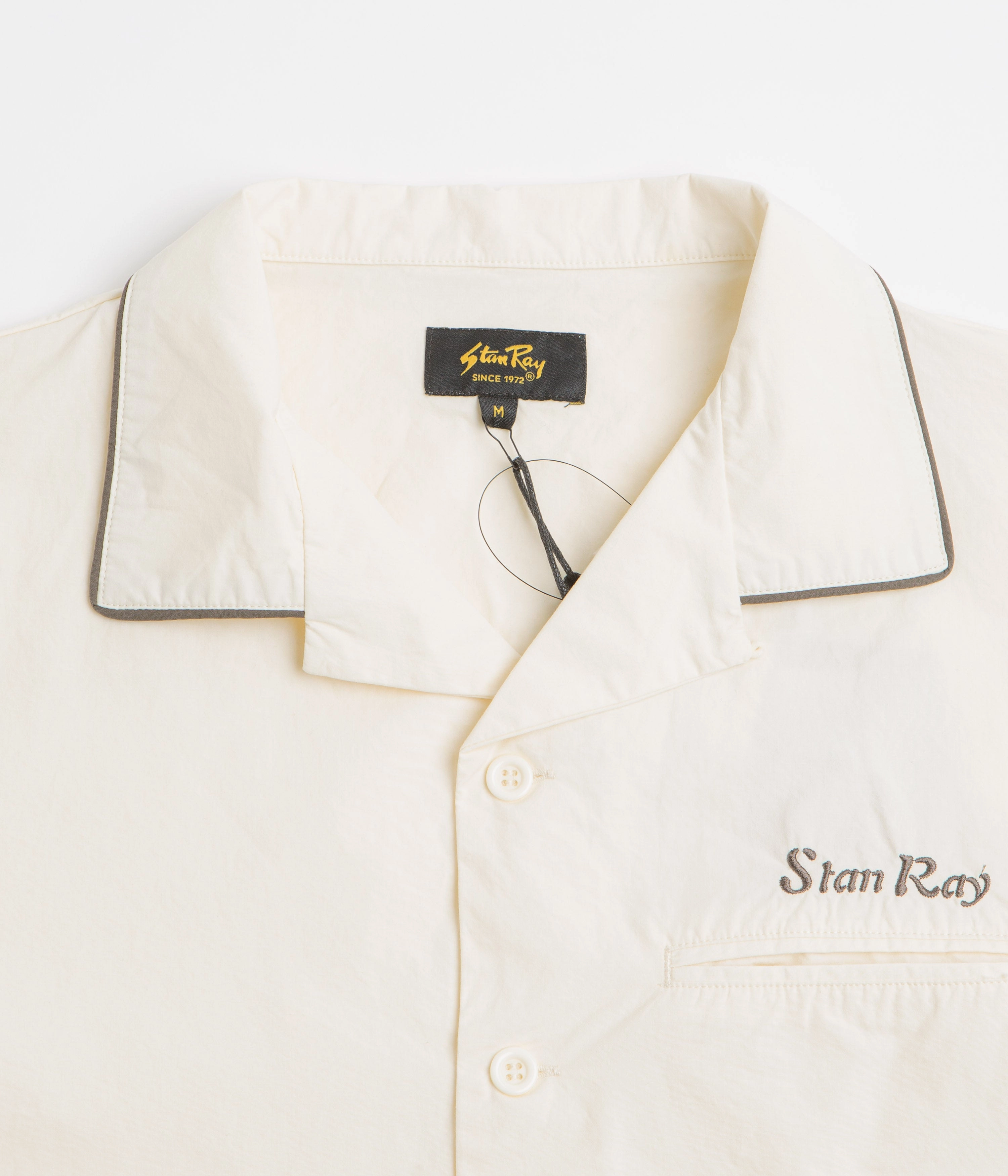 Stan Ray Short Sleeve Bowling Shirt - Natural / Matt Black Everyday Look