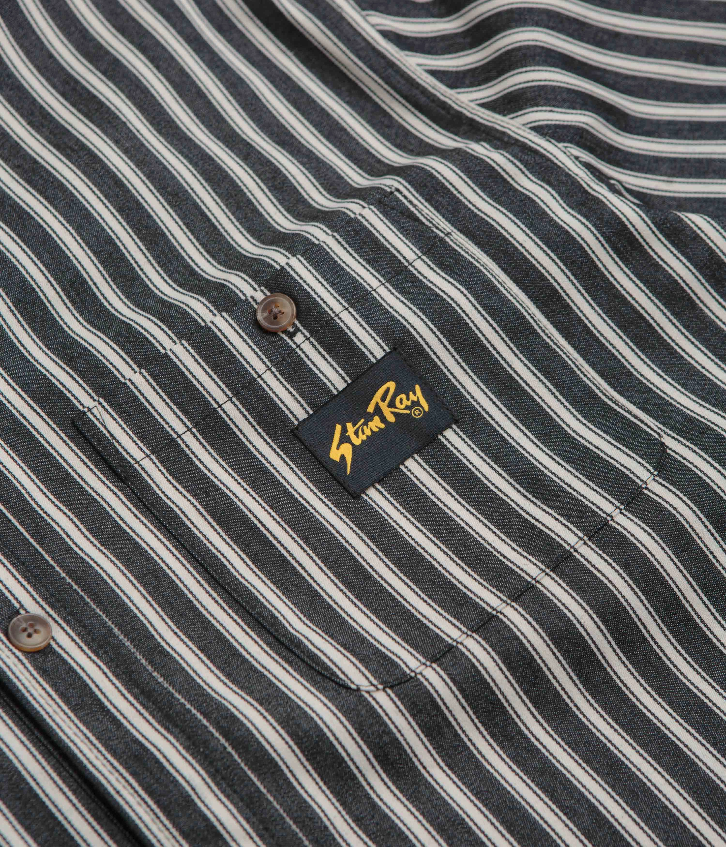 Stan Ray Short Sleeve Flannel Shirt - Charcoal Stripe Tailored Fit