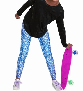 Star Print Leggings In Blue Glitter Moisture control