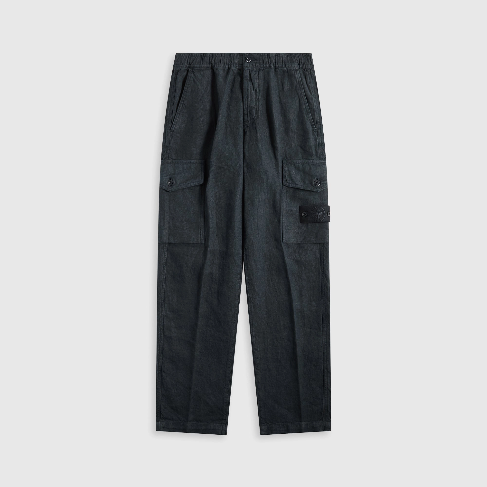 Flex Foam Inserts Stone Island Diagonal Linen Garment Dyed Ghost Piece Trousers - Navy Blue