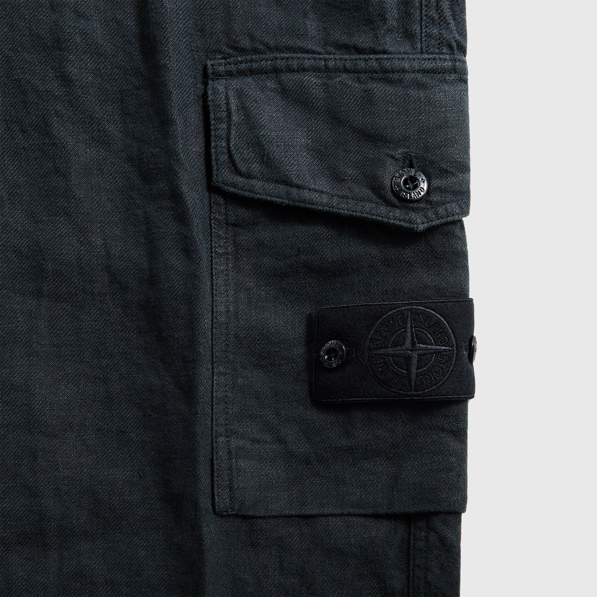Mesh Comfort Stone Island Diagonal Linen Garment Dyed Ghost Piece Trousers - Navy Blue