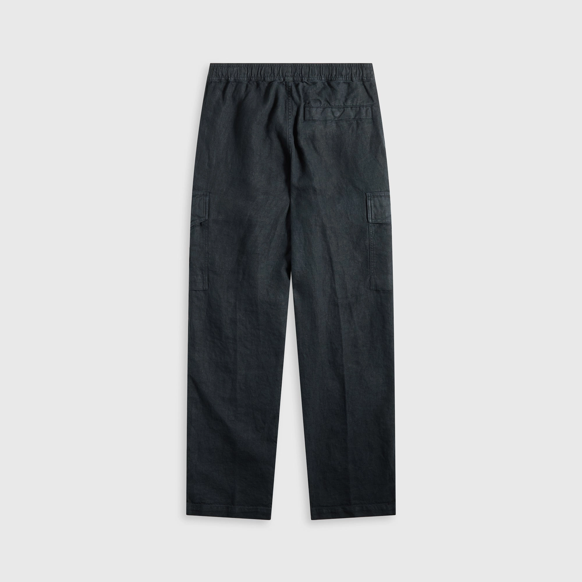 Clean Finish Ready For Action Stone Island Diagonal Linen Garment Dyed Ghost Piece Trousers - Navy Blue