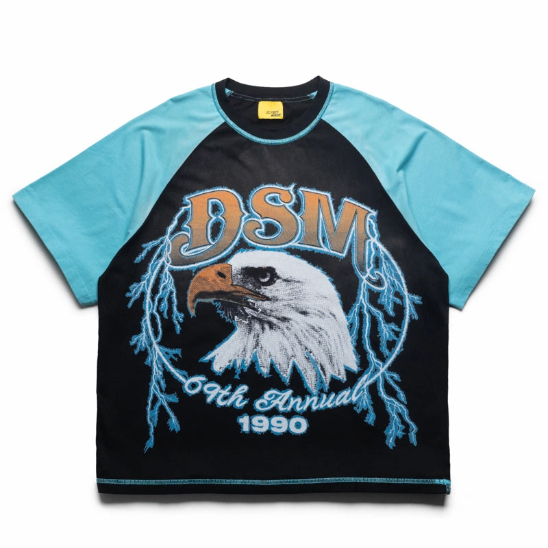 park event Seminar Diet Starts Monday DSM Eagle Raglan Tee - Black/Blue