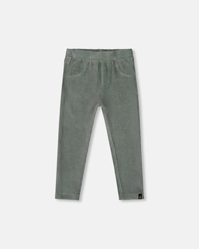 Sporty Stretch Fit Stretch Velour Tregging Jade Green