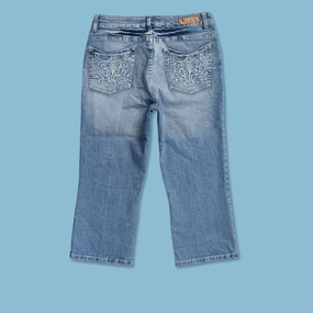 Y2K Women's 3/4 Denim Pants W30 Active Appeal Multi Panel Construction