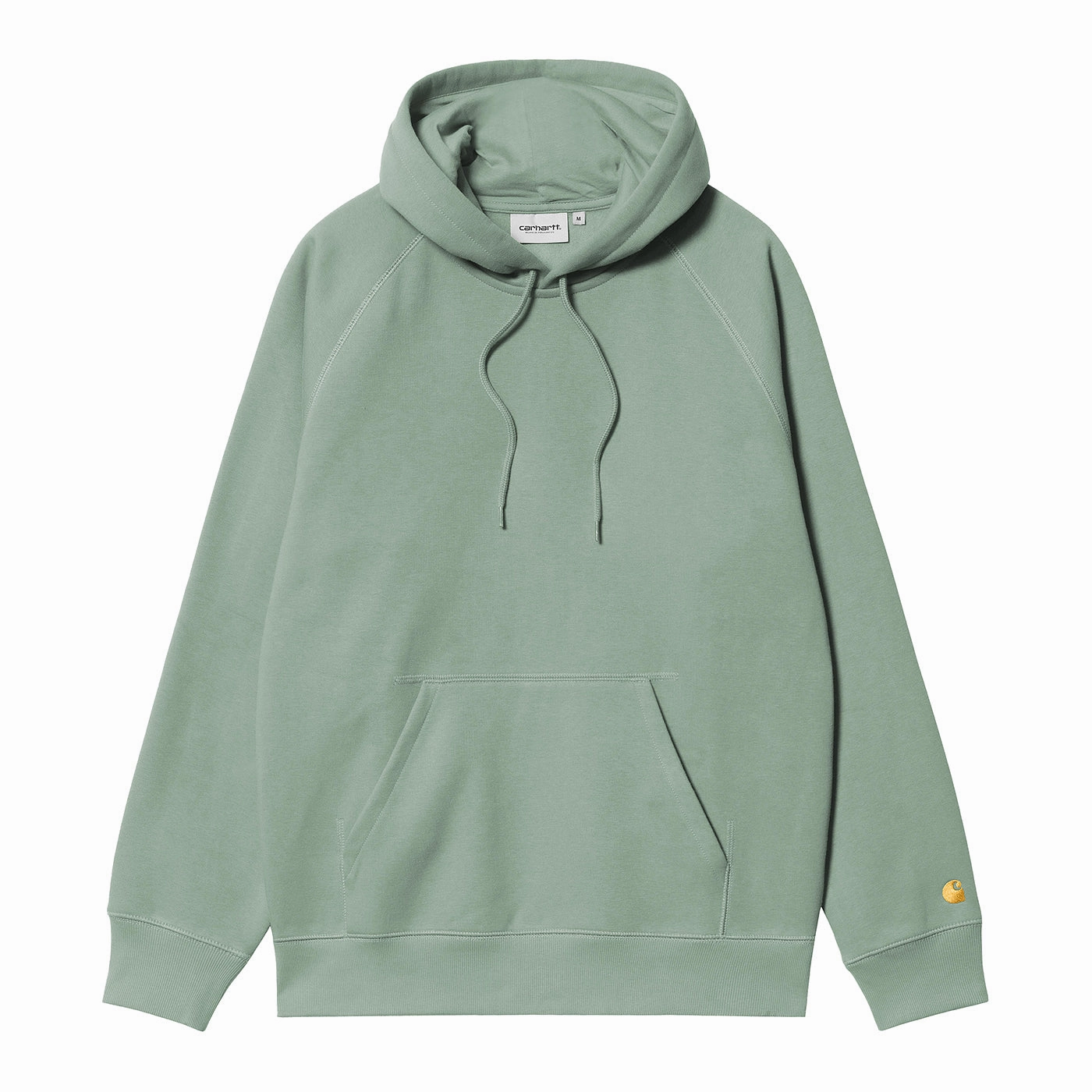 Logo Detail Flexible Waistband Carhartt WIP Hooded Chase Sweat -  Frosted Green / Gold