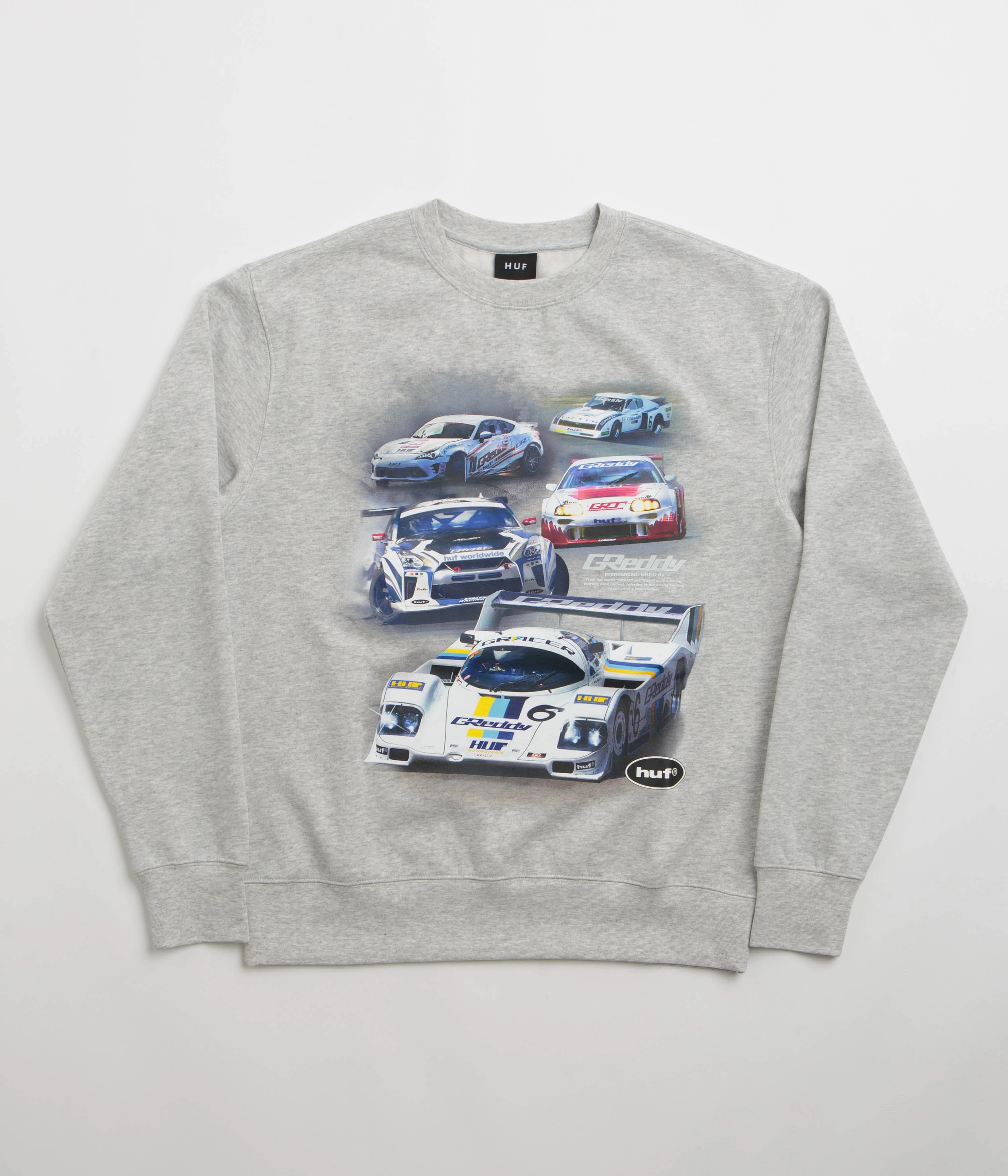 HUF Greddy Showcase Crewneck Sweatshirt - Heather Grey product eco friendliness level