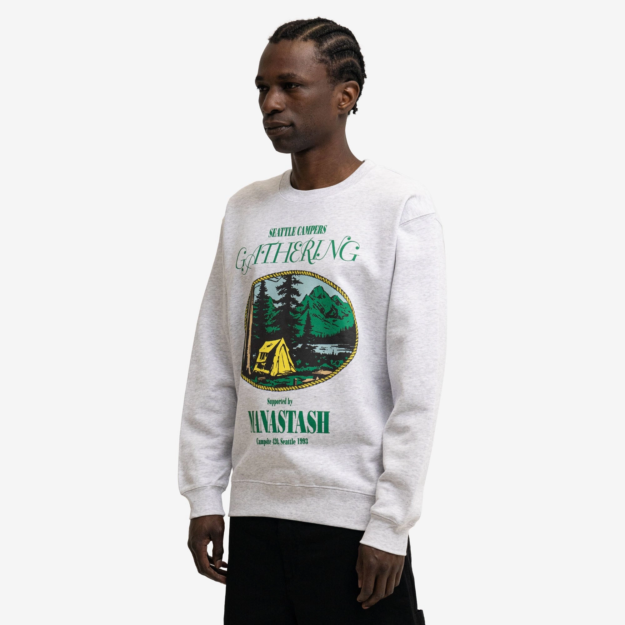 date night look Manastash Sweat Campers Oatmeal