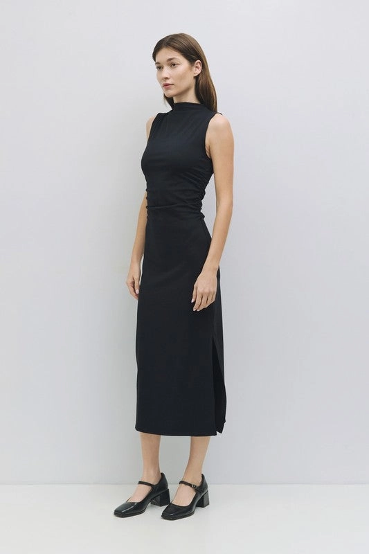 Waitlist 10/28 ? Taylor Sleeveless Mock Neck Bodycon Midi Dress Black Repair-Friendly