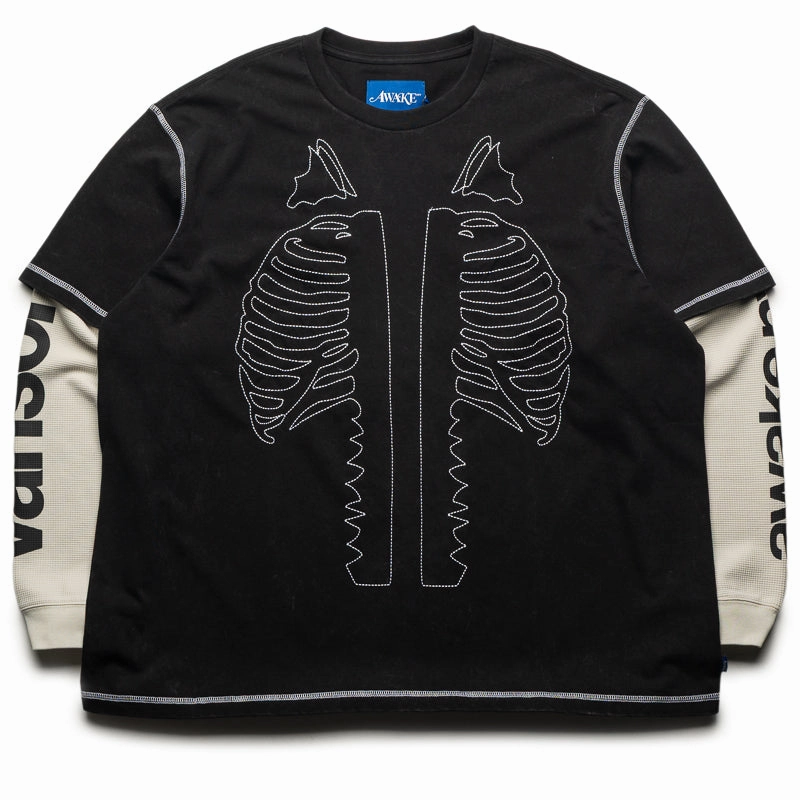 Awake NY Vanson Skeleton Waffle L/S Tee - Black Exclusive Design