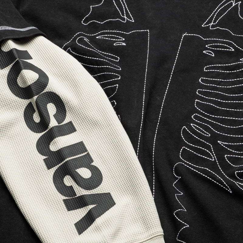 Awake NY Vanson Skeleton Waffle L/S Tee - Black Preppy Style wrap waist