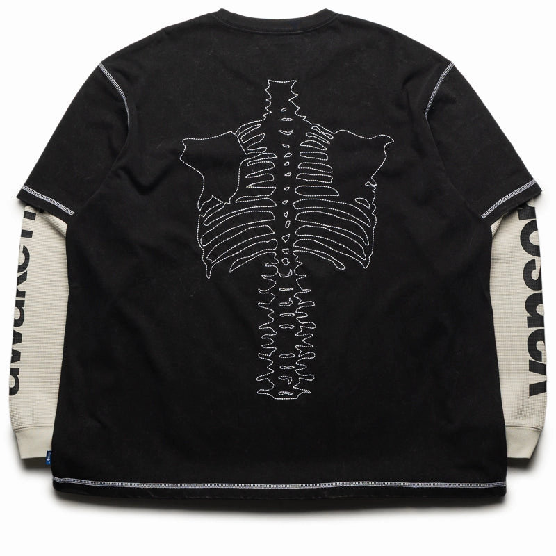 Awake NY Vanson Skeleton Waffle L/S Tee - Black Buttoned