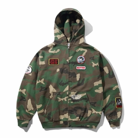bike ride Butter Goods x PEANUTS Patches Zip-Thru Hoodie - Washed Camo