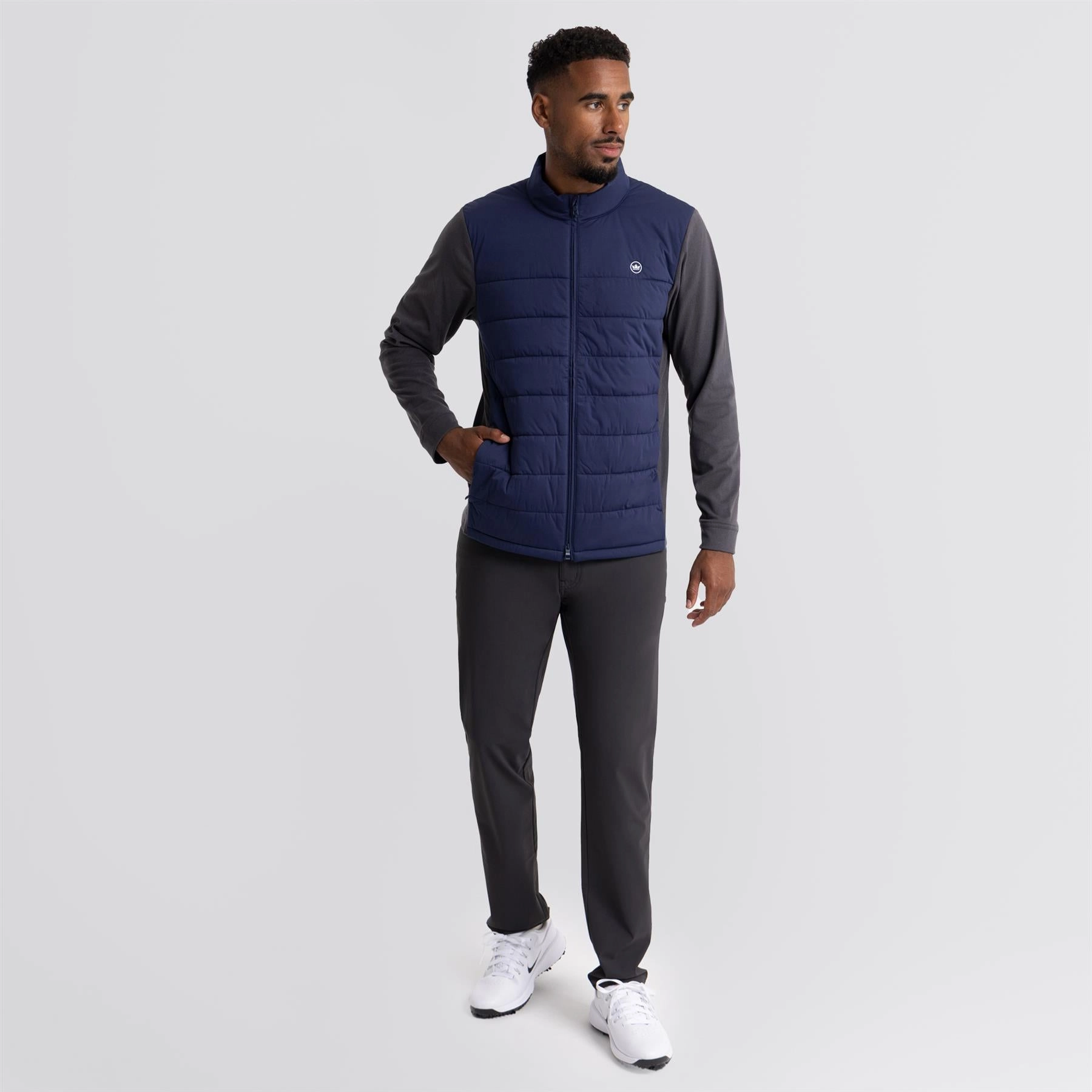 Cordlock Adjustment System Performance Protection Merge Hybrid Fleece Jacket Navy