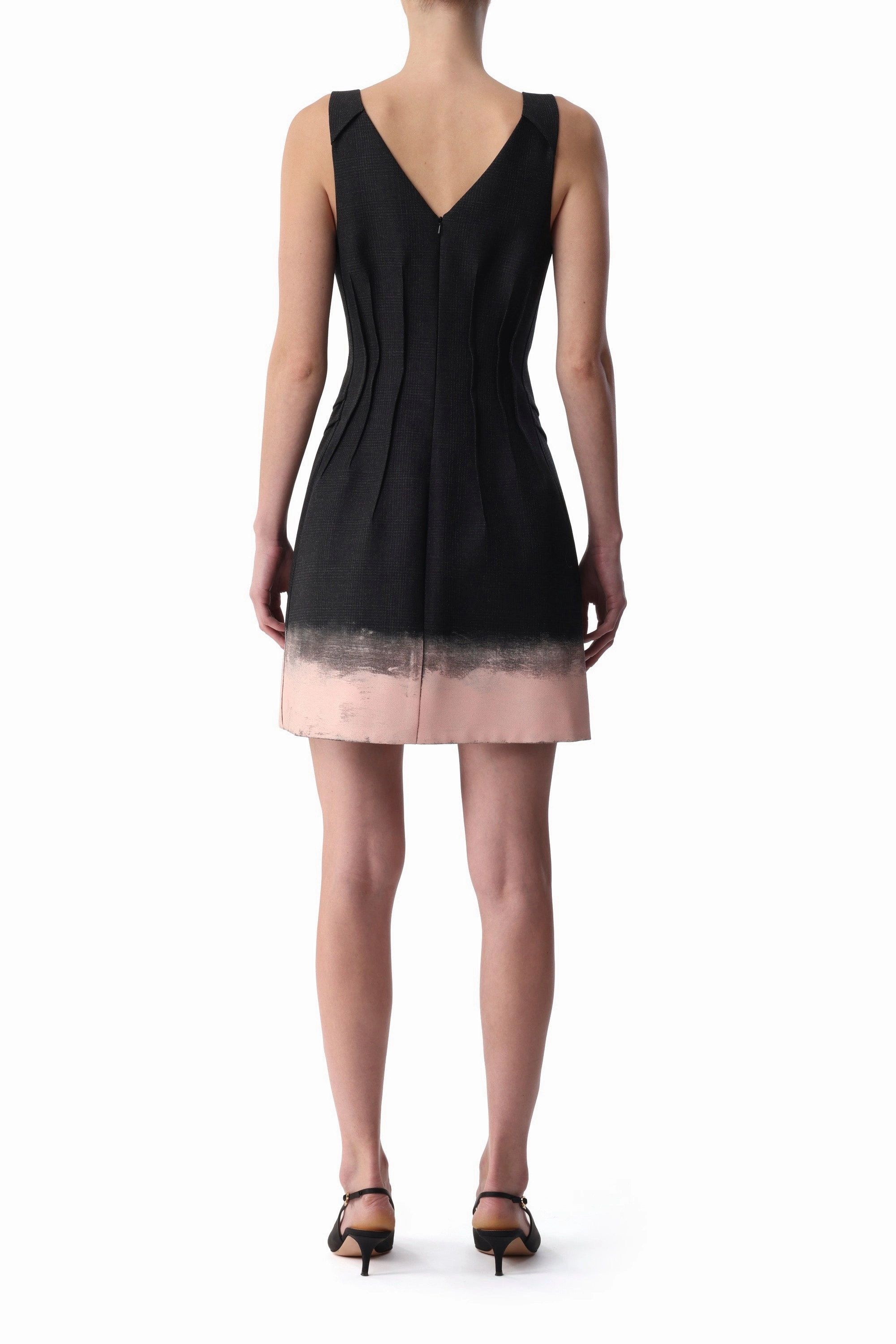 Floating Shape Fresh Motion GLEN PLAID V-NECK MINI DRESS WITH PAINTED HEM