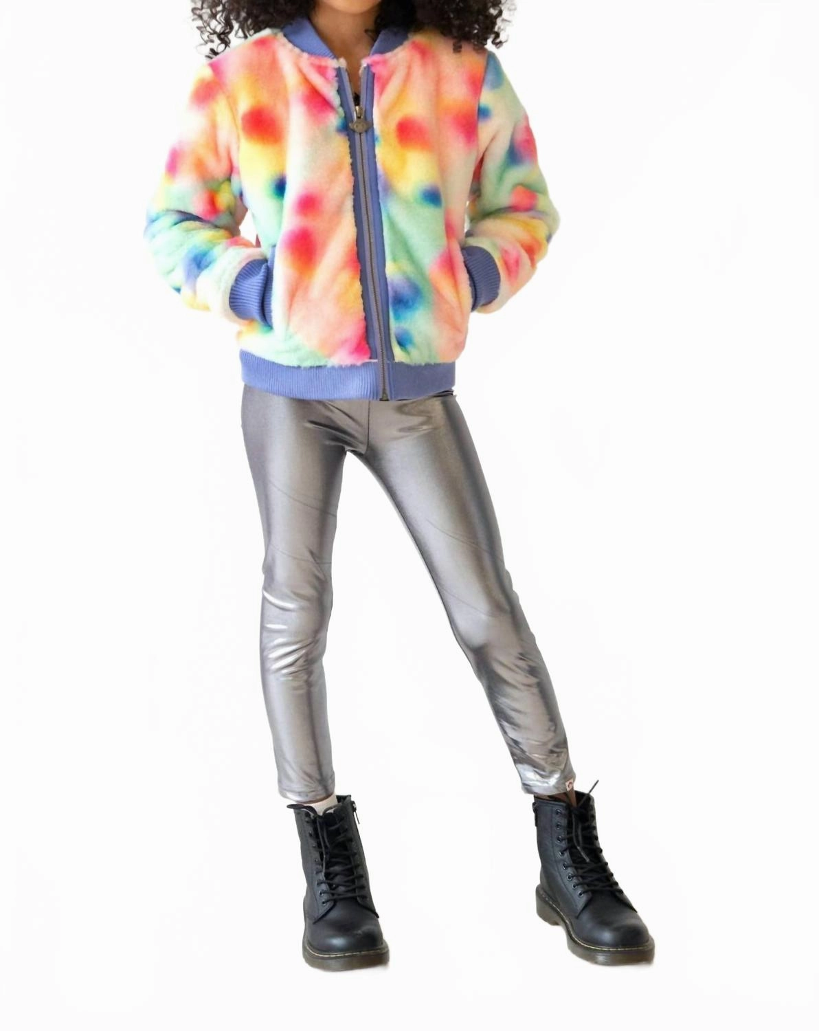 Relaxed Fit Adaptable Style Grey Leggings In Silver