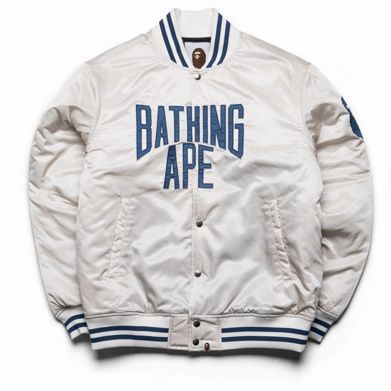 Flexible Movement A Bathing Ape Solid Camo NYC Logo Varsity Jacket - Ivory