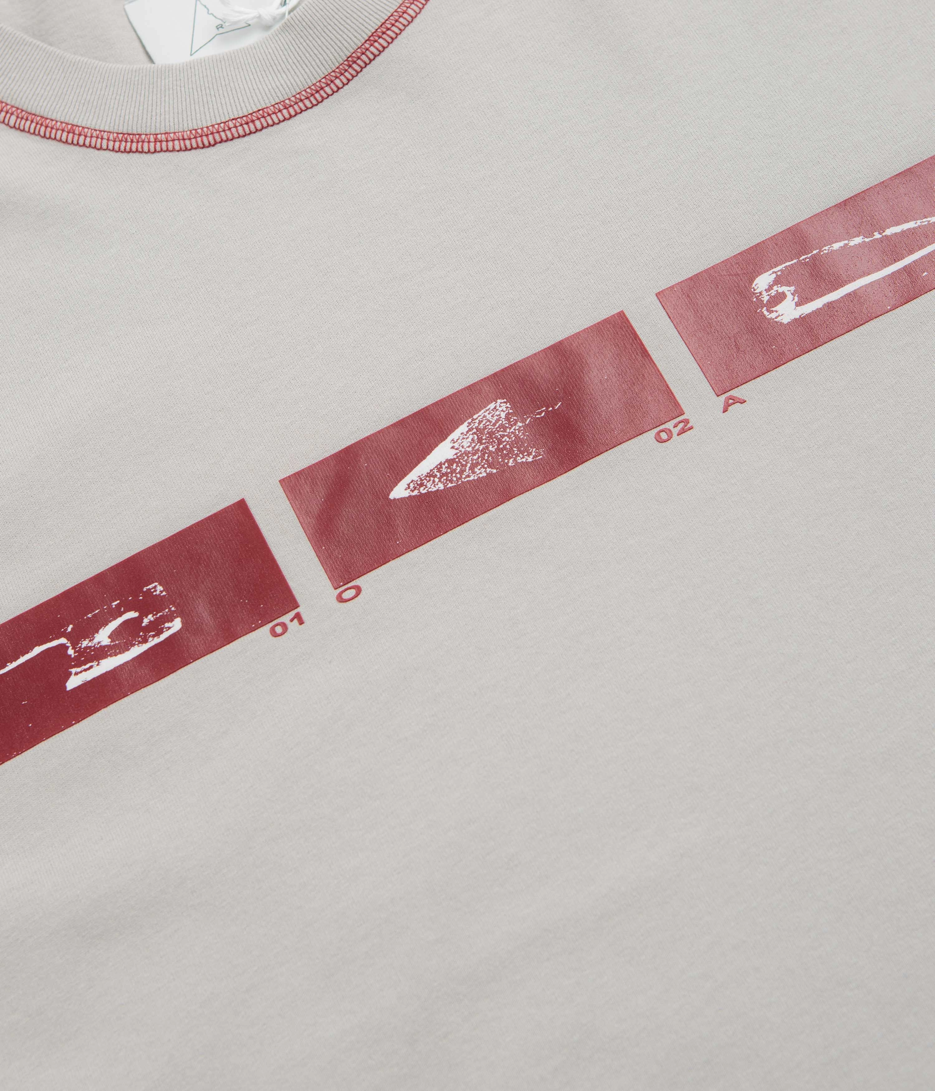 long hem ROA Sticks Stitch T-Shirt - Light Grey