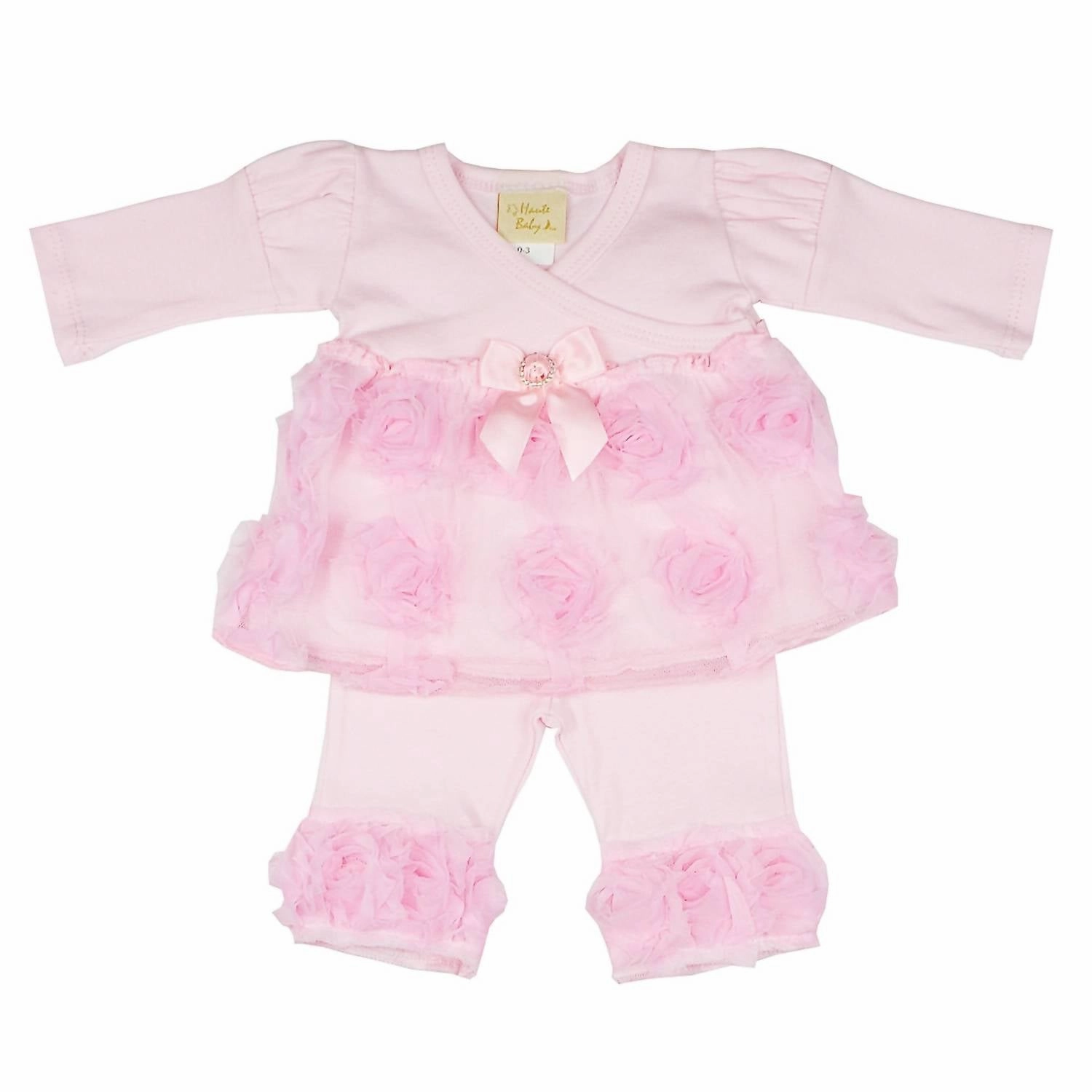 Simple Utility Baby Girls Emma Rose 2 Pc. Legging Set In Pink