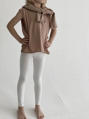 Tall Length Unisex Cotton Leggings In White Natural