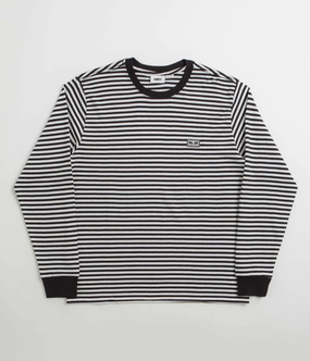 Obey Established Works Eyes Stripe Long Sleeve T-Shirt - Black Multi straight legs