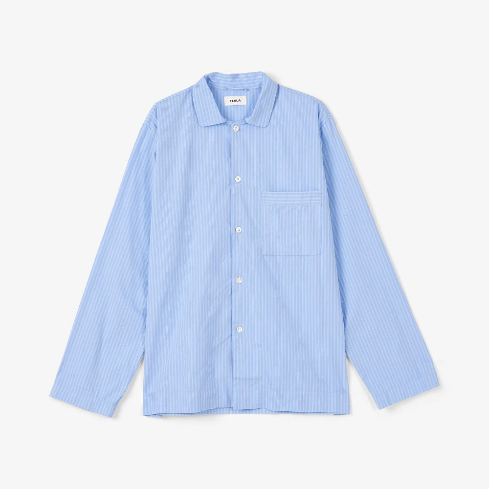 High-Quality Craftsmanship Tekla Poplin Long Sleeve Shirt / Pin Stripes