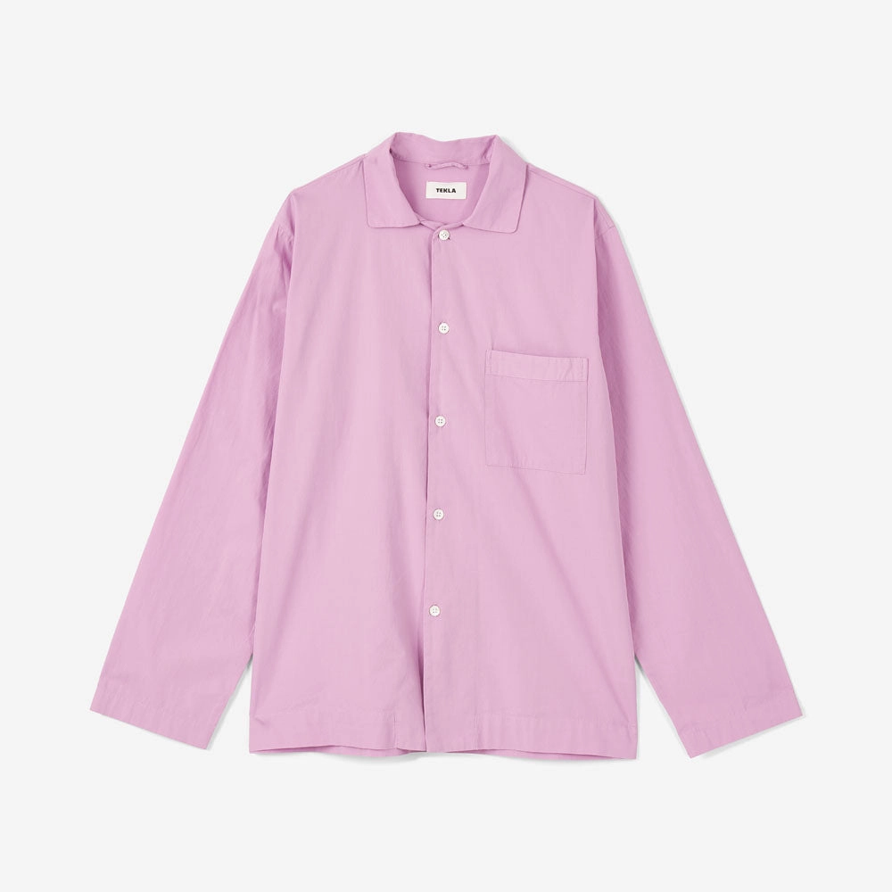 Tekla Poplin Long Sleeve Shirt / Purple Pink Adjustable Hem