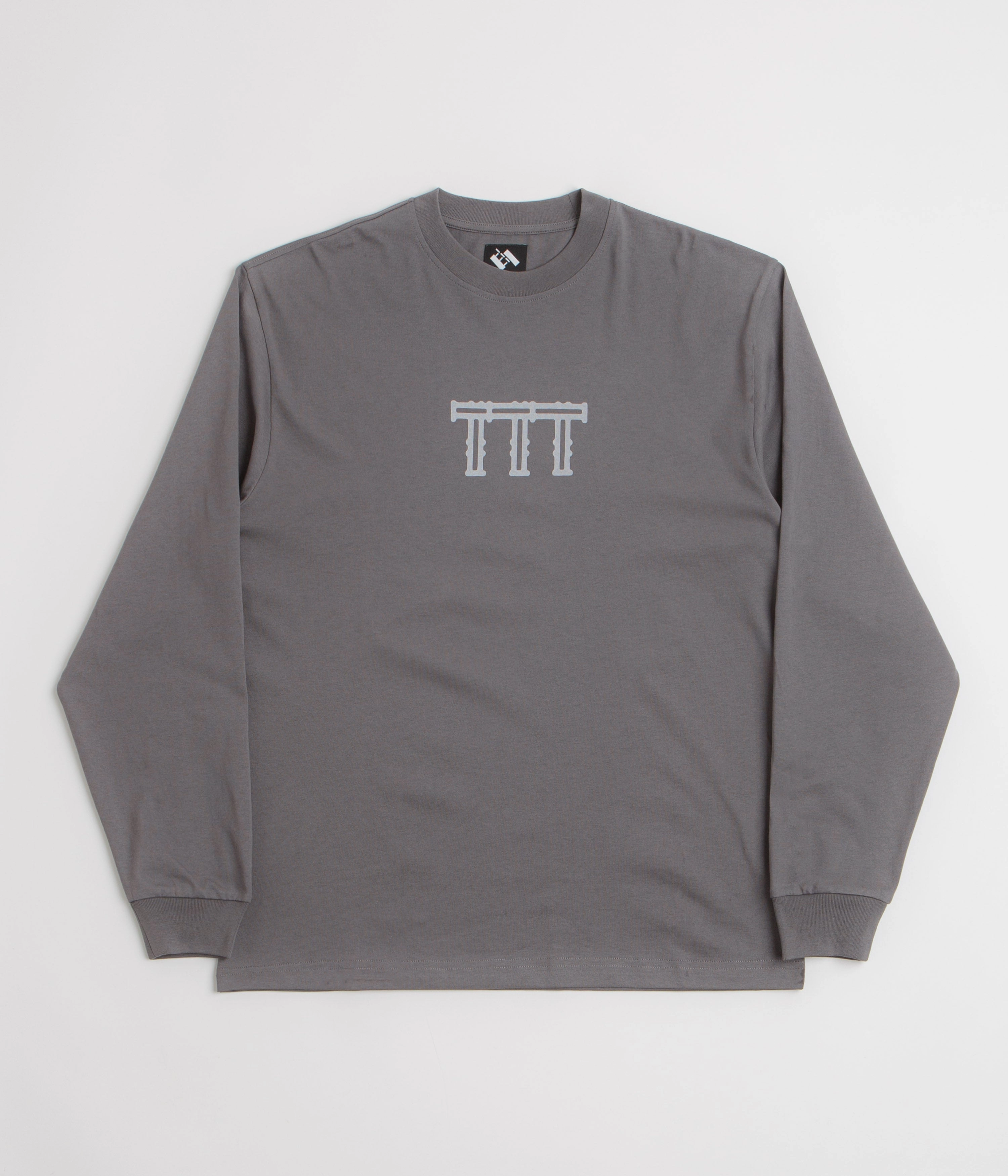 The Trilogy Tapes Cross Lattice Long Sleeve T-Shirt - Charcoal Colorfastness Prom look